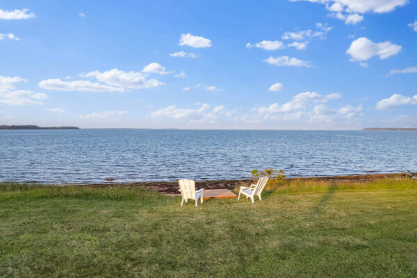 st andrews beach house seating area and step down to private beach looking eastward
