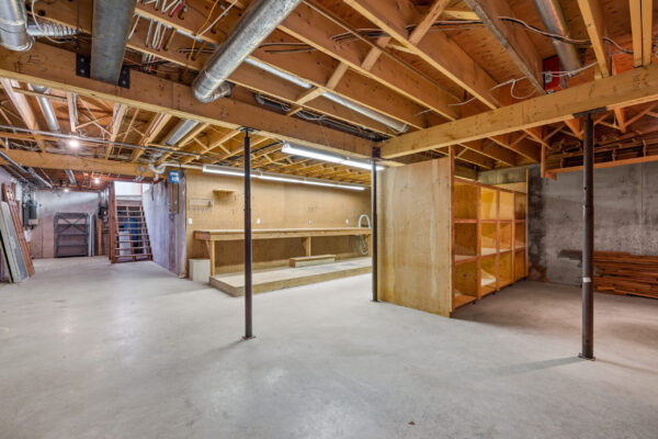 st andrews beach house main residence interior lower level workshop and storage space