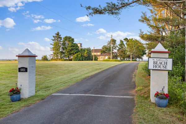 st. andrews beach house pillared driveway entry